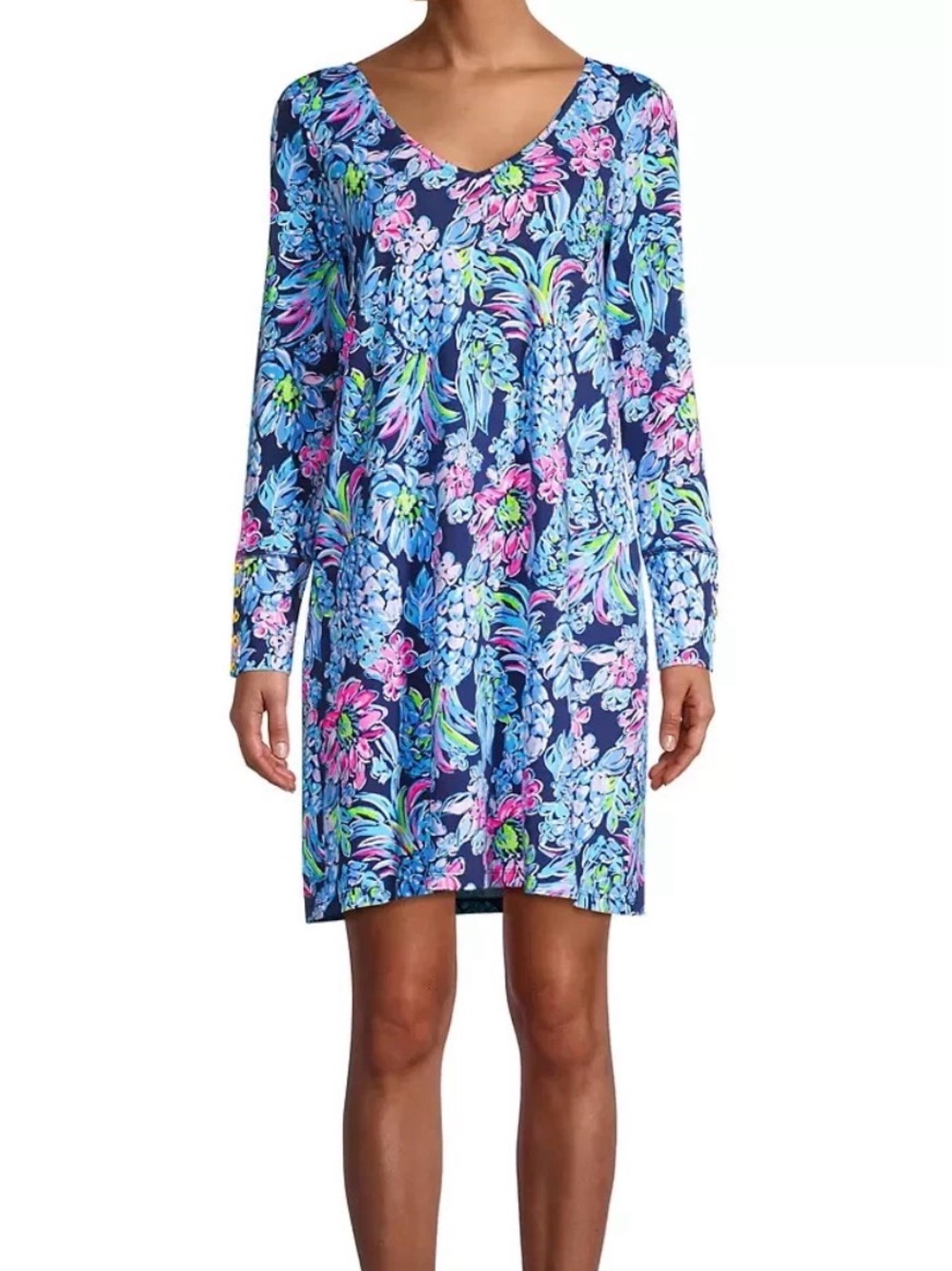 Lilly Pulitzer- Kaisley Dual-Neck, High Tide Navy, Pineapple Paradise -Sz Small